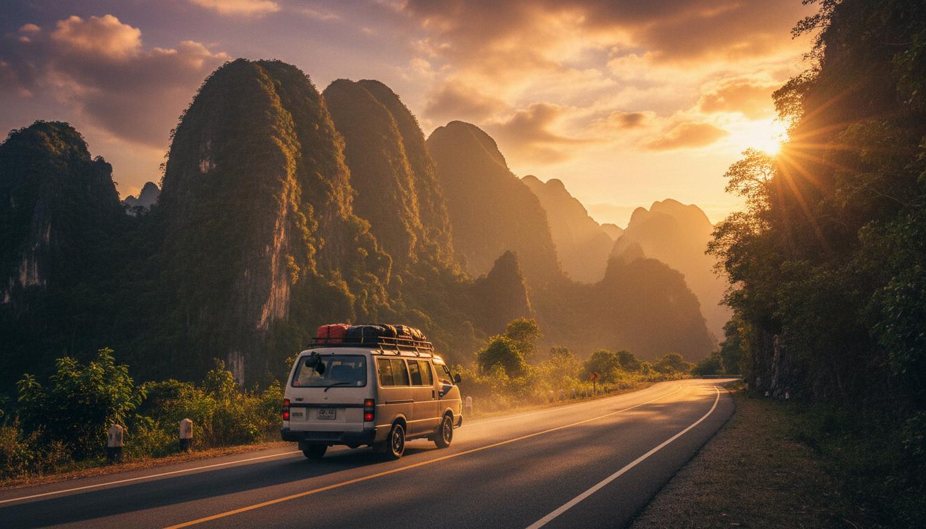 Mountain road in Laos - customer reviews for ANP Car Rental Vientiane airport transfer service