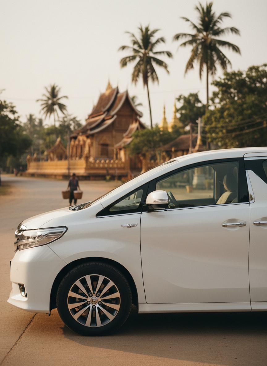 Modern van interior detail - clean air-conditioned vehicle for rent in Vientiane Laos